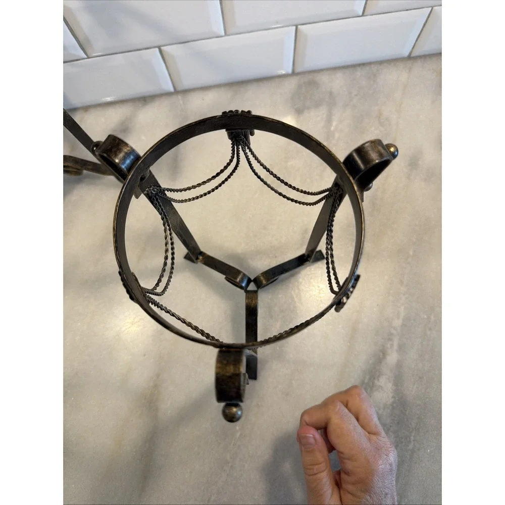 Vintage Pair Of Wrought Iron Plant Stand Candle Holder